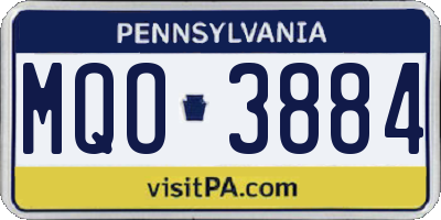 PA license plate MQO3884