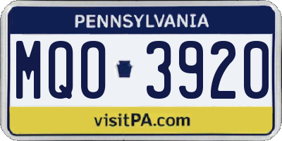 PA license plate MQO3920