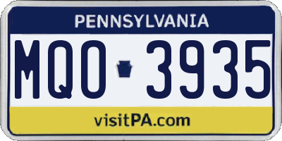 PA license plate MQO3935