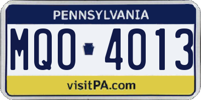 PA license plate MQO4013