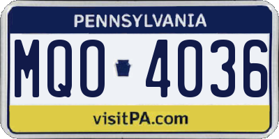PA license plate MQO4036