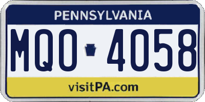 PA license plate MQO4058