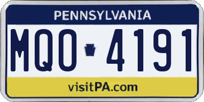 PA license plate MQO4191