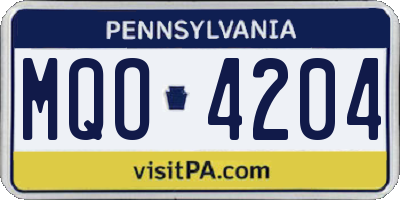 PA license plate MQO4204