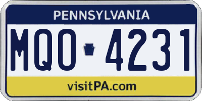 PA license plate MQO4231