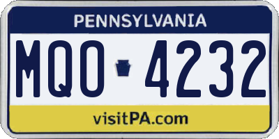 PA license plate MQO4232