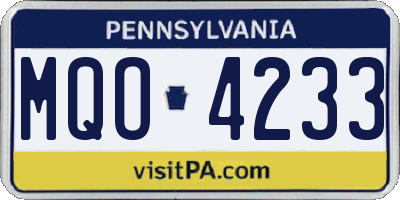 PA license plate MQO4233