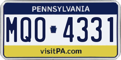 PA license plate MQO4331