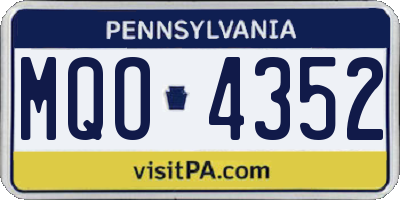 PA license plate MQO4352