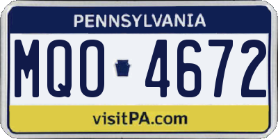 PA license plate MQO4672
