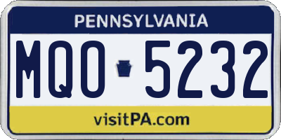 PA license plate MQO5232