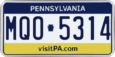 PA license plate MQO5314