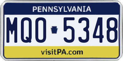 PA license plate MQO5348