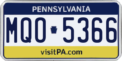 PA license plate MQO5366