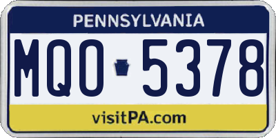 PA license plate MQO5378