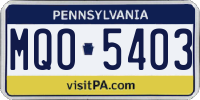 PA license plate MQO5403