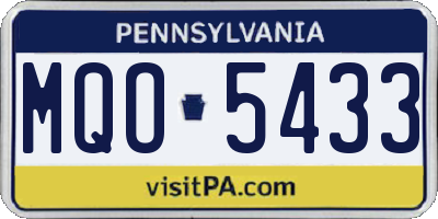 PA license plate MQO5433