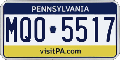 PA license plate MQO5517