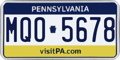 PA license plate MQO5678