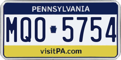 PA license plate MQO5754