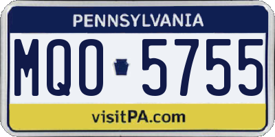 PA license plate MQO5755