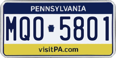 PA license plate MQO5801