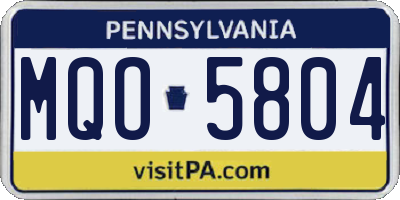 PA license plate MQO5804