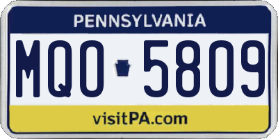PA license plate MQO5809
