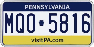 PA license plate MQO5816