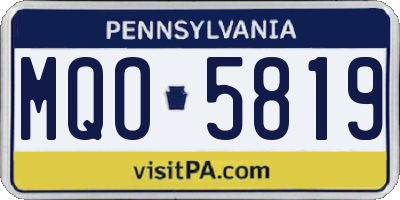 PA license plate MQO5819