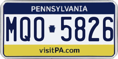 PA license plate MQO5826