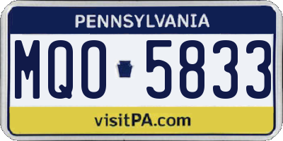 PA license plate MQO5833