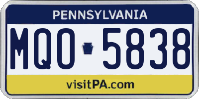 PA license plate MQO5838