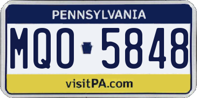 PA license plate MQO5848