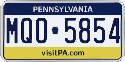PA license plate MQO5854