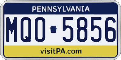 PA license plate MQO5856