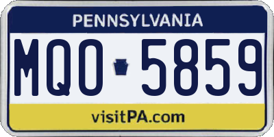PA license plate MQO5859
