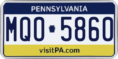 PA license plate MQO5860