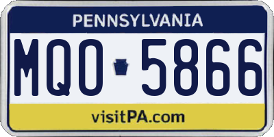 PA license plate MQO5866