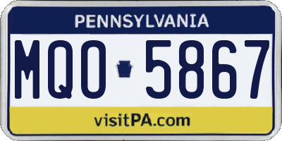 PA license plate MQO5867