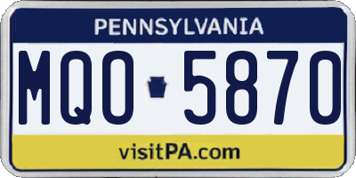 PA license plate MQO5870