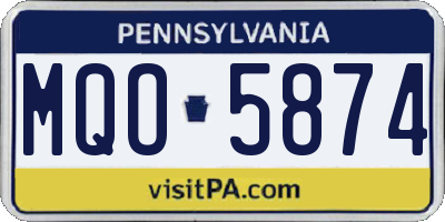 PA license plate MQO5874