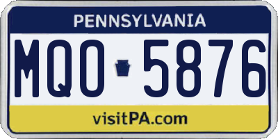 PA license plate MQO5876