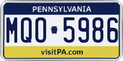 PA license plate MQO5986