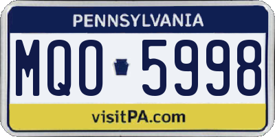 PA license plate MQO5998