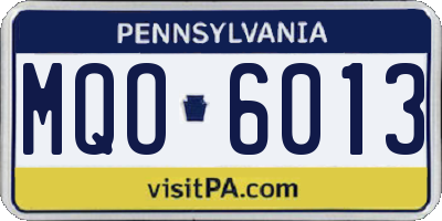 PA license plate MQO6013