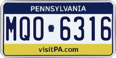 PA license plate MQO6316