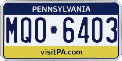 PA license plate MQO6403