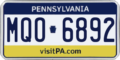 PA license plate MQO6892