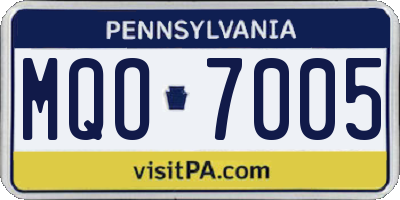 PA license plate MQO7005